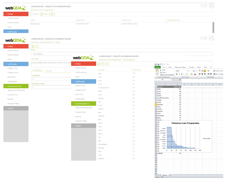 webQDA Pesquisa de Palavras Frequentes