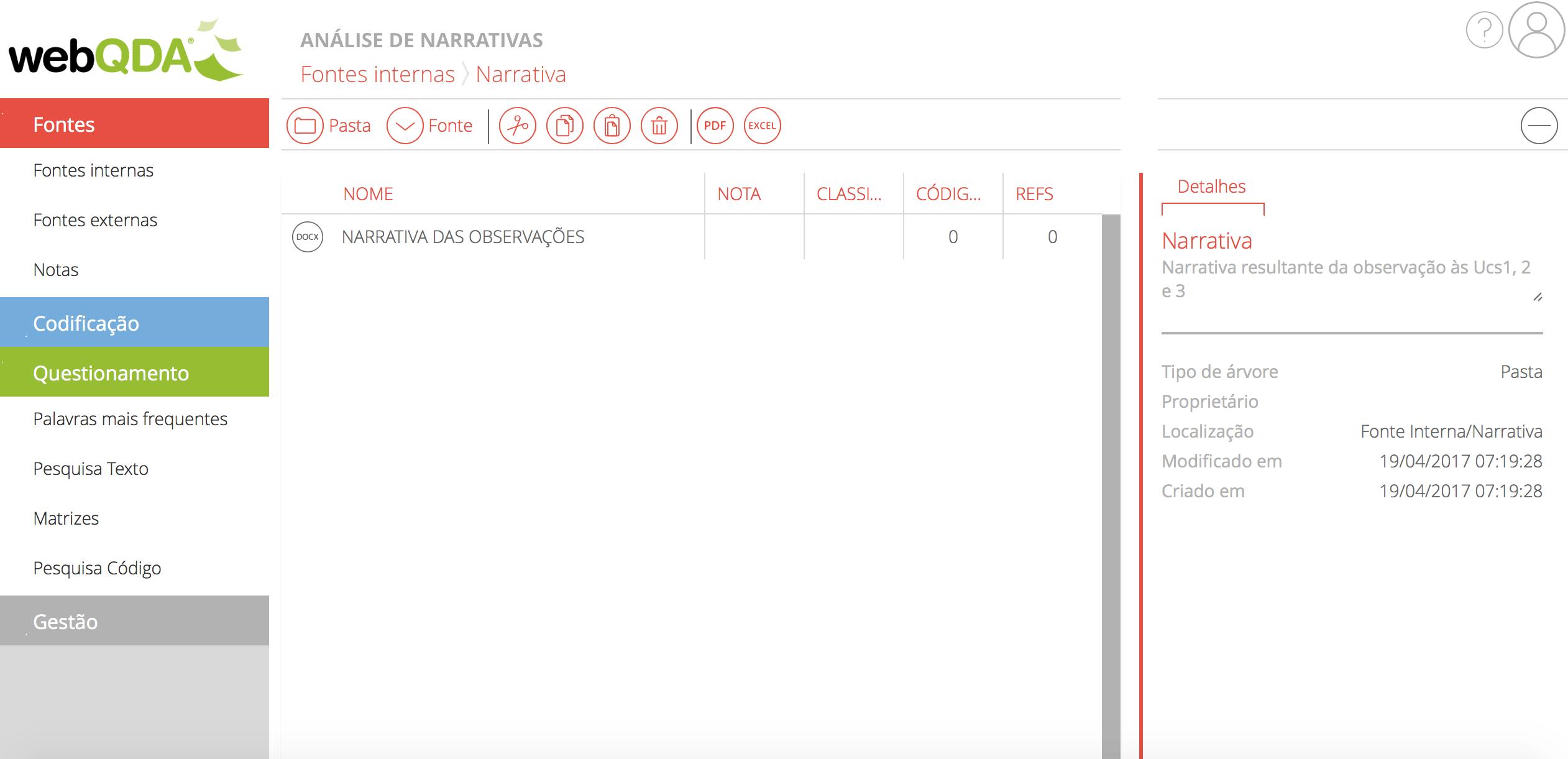 Análise de Narrativas webQDA