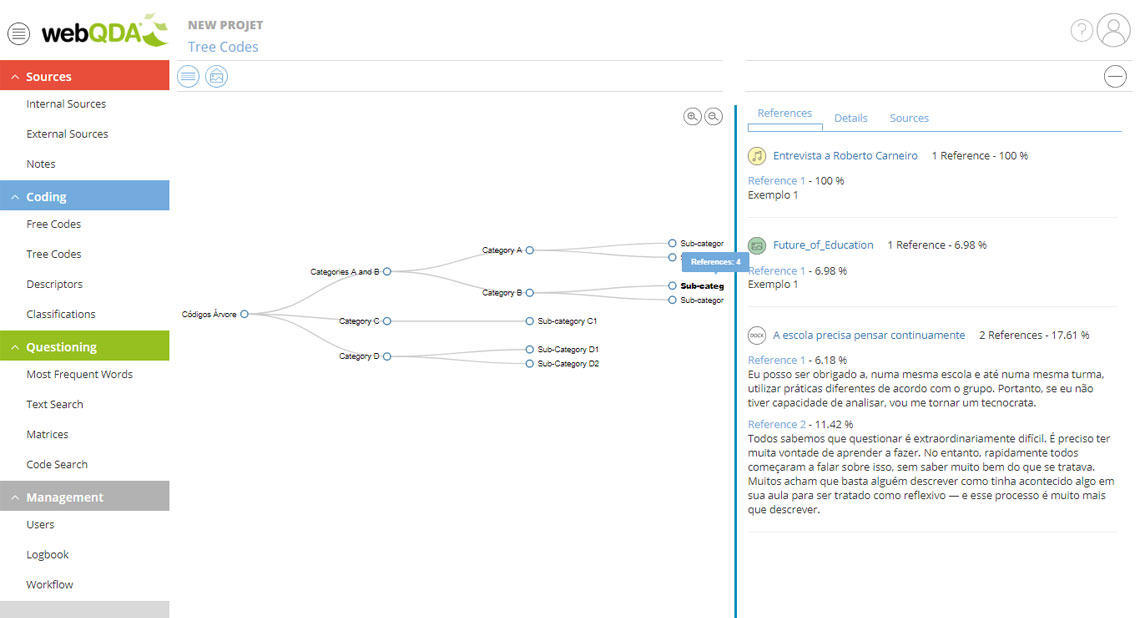 Code tree on webQDA