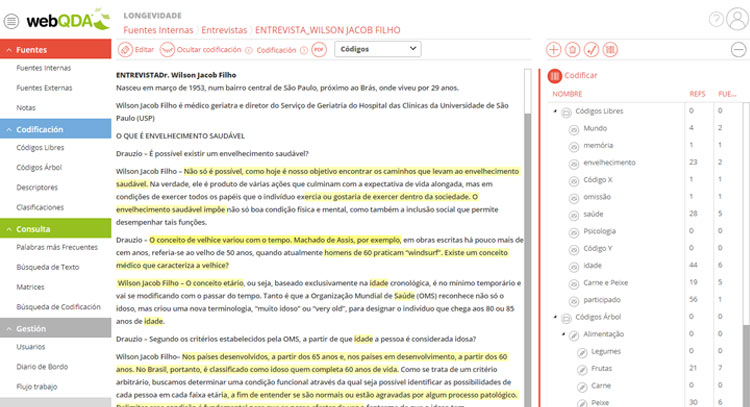 Codificar texto en webQDA