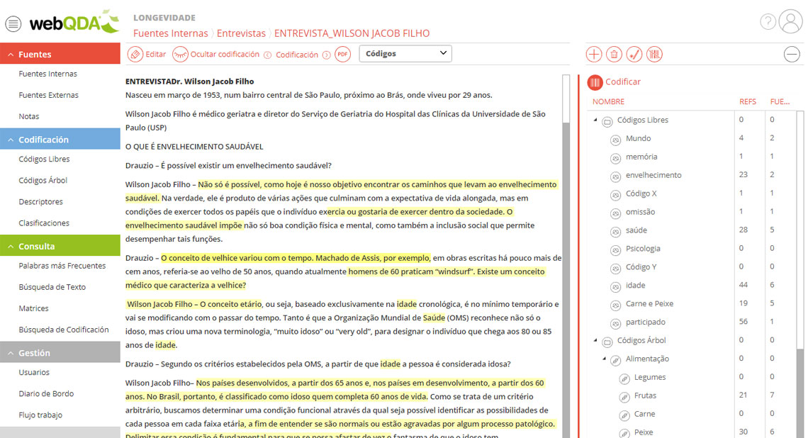 Codificar texto en webQDA