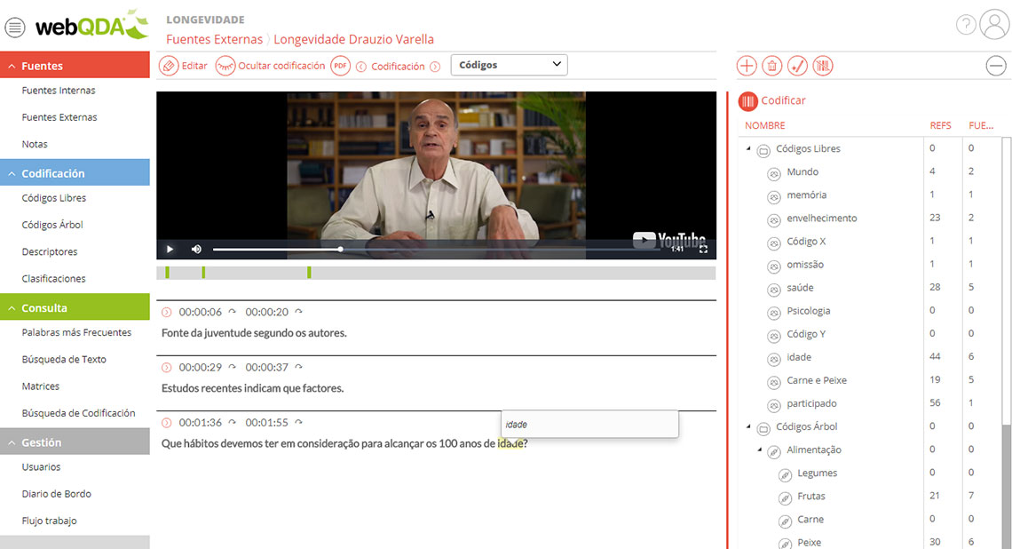 Codificar video en webQDA
