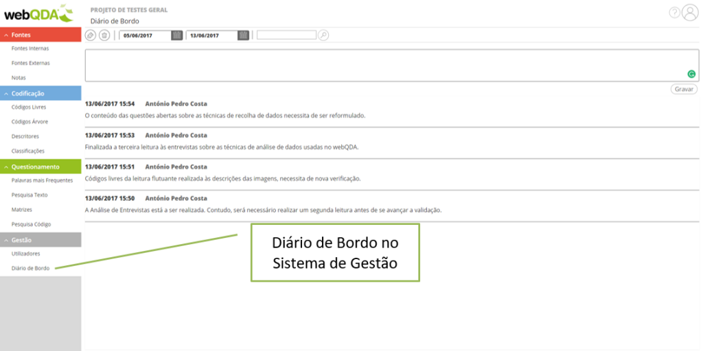 Diario de Bordo webQDA