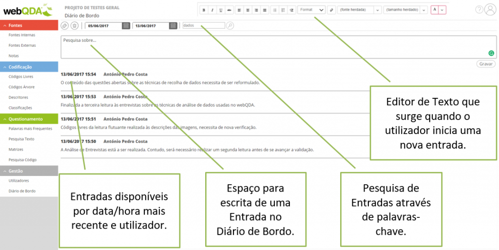 Diario Bordo webQDA