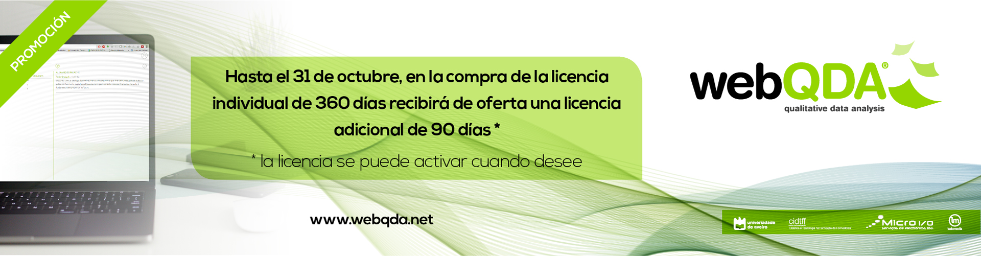 Promocion Licencia 360 días webQDA