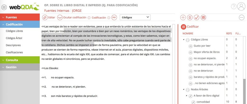 Codificacion en webQDA