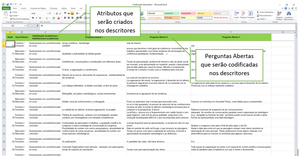 Importação Ficheiro Excel webQDA