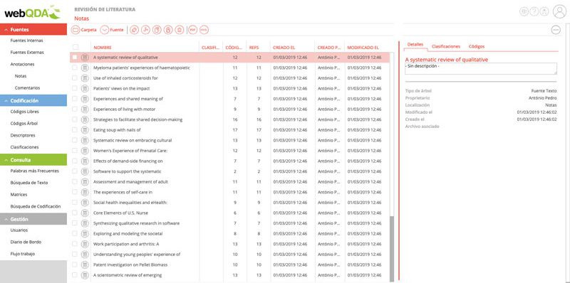 Importación de metadatos para el webQDA