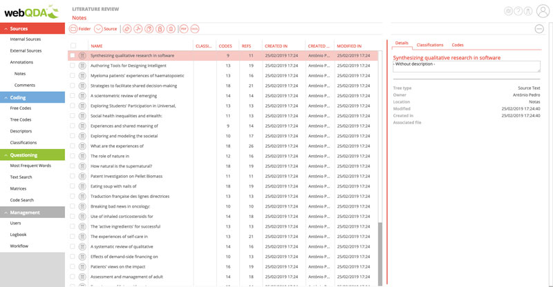 Import metadata into webQDA