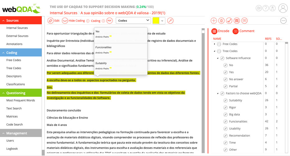 Codificação interpretativa através de modelo de indutivo de categorias