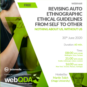 Webinar: Revising auto ethnographic ethical guidelines from self to other. Nothing about us, without us (EN)