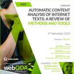 Webinar Automatic content analysis of internet texts: a review of methods and tools Webinar Automatic content analysis of internet texts: a review of methods and tools